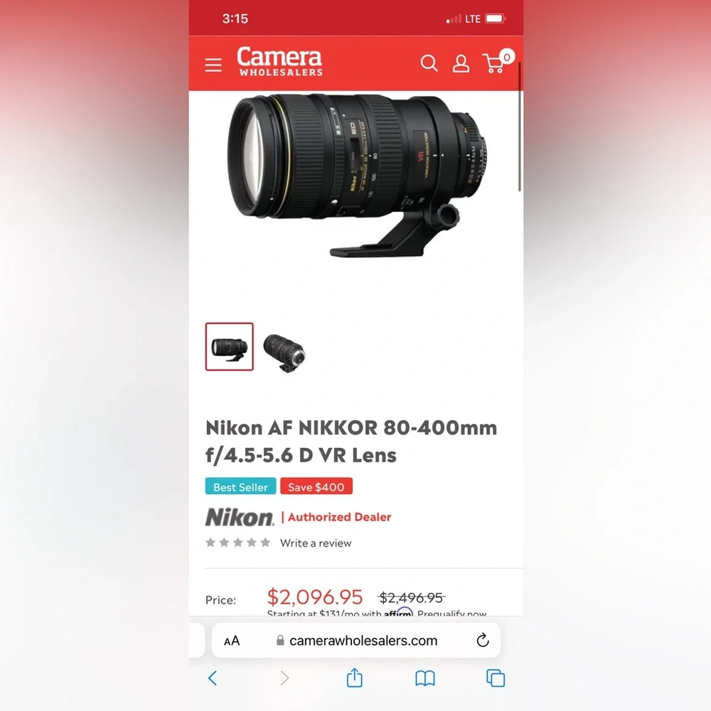 Nikon Nikkor VR 80-400mm f/4.5-f/5.6 D